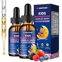 Kids Magnesium Liquid Drops - Magnesium Glycinate Drops for Kids, Citrate Liquid with Calcium, Omega-3, L-theanine, Zinc,Vitamin B6 D3 C for Sleep,Relaxation,Calm & Focus,Mixed Berry Flavor,4 Fl Oz
