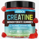 Creatine Gummies for Women & Men, 5000mg Raspberry Monohydrate | Sugar Free Creatine Monohydrate Gummies for Women & Men, 120 Vegan Chewable Gummies for Pre & Post Workout Energy