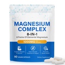 Magnesium Complex Supplement 1000mg with Magnesium Glycinate, Citrate & Malate, Supports Muscle Relaxation, Sleep & Energy, Non-GMO, Gluten Free, Vegan 90 Capsules