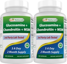 Best Naturals, Glucosamine Chondroitin en MSM Joint Supplements, 2600 mg per Serving, (180 Tellen (verpakking 2))