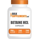 BulkSupplements.com Betaine HCl Capsules - Betaine Hydromide Supplement voor Digestieve Ondersteuning, Betaine HCl 750mg - Glutenvrij, 1 capsule per portie, 240 capsules (verpakking van 1)
