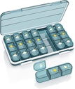 Pillen Organisator 3 keer per dag, 7 dagen pil Box - Acedada Weekly Reizen Pillen Container, Grote Medicine Dispenser Vitaminen Case Supplementen Houder Organisator, Blauw