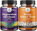Bundel van Magnesium Glycinate 400 mg capsules en Witte Nier Bean Energy Booster - Witte Nier Bean Extract Pillen en Natuurlijke Vegetarische Supplementen