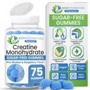 Creatine Monohydrate 5000mg Gummies, Sugar-Free, 75 Count | 5g Creatine Per Serving, for Energy, Brain & Muscle Health*, for Joint Mobility*, Gluten Free, Blueberry Raspberry Flavor