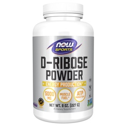 NOW Foods Sports Nutrition, D-Ribose Powder 5.000 mg, Certified Non-GMO, Energy Production*, 8-Ounce
