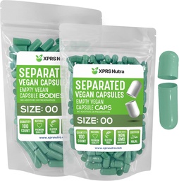 XPRS Nutra Vegan Maat 00 Gescheiden Capsules - 100 Tel Premium Lege Capsules Gescheiden in zakken - 00 Pillen Leeg voor DIY supplement vullen (Sage Green)