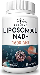 1600 mg Liposomale NAD Supplement, 98% Pure NAD+ Supplement, Superior Absorptie, Alternatief voor Nicotinamide Riboside of NADH voor Boost NAD+ voor Veroudering Verdediging, Energie, Duurzaamheid, 180 Softgels