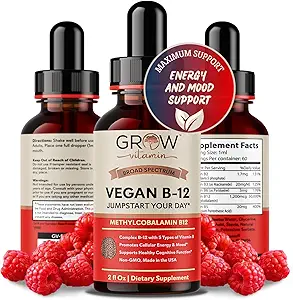 Vegan B12 Complex Liquid Sublingual Drops - Premium Methylcobalamine Supplement voor Sterkere Haarhuid & Nagels Vitamine b12 b6 b5 b3 & b2 Natuurlijke Energie Boost, Immuun Systeem & Mental Focus Ondersteuning