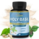 Cadane Holy Basil Supplements Capsules with Guduchi, Ginger, Turmeric Curcumin, Licorice - Support Immune, Energy Production - 90 Capsules for 3 Months