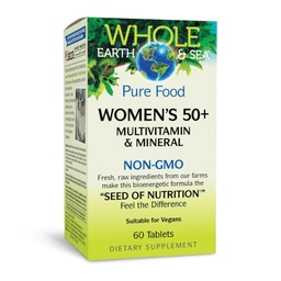 Natuurlijke factoren Whole Earth & Sea Women's 50+ Multivitamine & Mineral, 1 Serving Bevat voeding equivalent aan 1⁄2 lb Veggies, 60 tabletten
