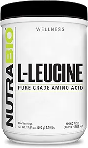 NutraBio 100% Pure L-Leucine - Muscle Recovery and Support - Naturally Fermented Free Form Amino Acid - Vegan, Non-GMO, Gluten Free - (500 Gram)