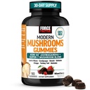 Force Factor Modern Mushrooms Gummies, Fruiting Body Mushroom Blend | with KSM-66 Ashwagandha to Support Calm, Focus, Clarity, Stress & Immune Health, Mixed Berry Flavor, 90 Gummies