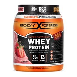 Body Fortress Super Advanced Whey Protein Powder, Strawberry, 1.78 lbs