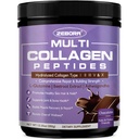 ZEBORA Chocolate Multi Collagen Peptides Powder for Women, 35 Servings | Hydrolyzed Collagen Peptides Type I II III V X with Vitamin C, L-Glutamine & Ashwagandha, Skin Hair Nails Joint & Gut
