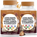 Leeuwen Mane paddo supplement met Turkije staart Reishi Cordyceps Chaga met Marshmallow Root - 120 Tellen