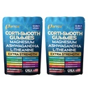 Cortisol Gummies, Magnesium & Ashwagandha, Berry, Corti-Smooth, 2 Pack | Magnesium, L-Theanine, Ashwagandha, Phosphatidylserine, Bacopa, Lions Mane, Ginkgo Biloba, Valerian Root