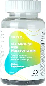 Briyo All Around Men - Multivitamin for Men with 38 Essential Vitamins, Minerals, Omega 3 and Plant Extracts – Supports Energy Immunity – Live Strong with One Daily Clean Capsule