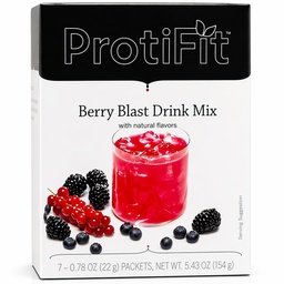 ProtiFit - High Protein Fruit Flavored Powder Drink Mix, 15g Proteïne, Low Calorie, Sugar Free, Ideal Protein Compatibel, 7 Serves Per Box (Berry Blast)