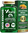 Wildcrafted Irish Sea Moss Capsules with Burdock Root & Bladderwrack - USA Made Sea Moss Advanced for Hair, Skin, Immune & Energy Levels Support - SeaMoss Pillen - 100 Vegan Capsules
