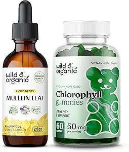 Wild & Organic Mullein Drops 2 oz & Chlorofyl Gummies 60 Kauwen