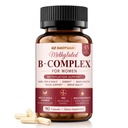 Methylated B Complex Vitamins - B Complex Capsules for Women & Men | With TMG, Biotin, Collagen & Hyaluronic Acid | Hair, Skin & Nails, Energy, Brain Health, Mood & Nerve Support | 90 Capsules