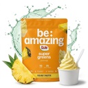 BE AMAZING Super Greens Powder with Prebiotic Fiber & Digestive Enzymes, 35 Fruits & Veggies, Coconut Water Powder, Vegan, Gluten-Free Smoothie & Drink Mix, Dole Whip Pineapple, 25 Servings