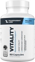 Transparant Labs Vitality Testosteron Booster - Testosteron Supplement for Men with Ashwagandha KSM-66, PrimaVie Shilajit Extract, & DIM to Support Vitality, & Bio available Testosteron - 60 Tel.