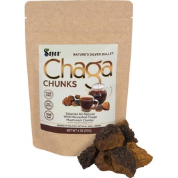 Sayan Pure Raw Chaga Mushroom Chunks met Black Top Crust 4 Oz / 113 g 