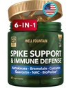 Spike Support 6-in-1 Nattokinase 4000 FU, Bromelain 500mg, Curcumin 500mg, NAC 150mg, Quercetin 100mg & BioPerine 5mg | Spike Protein Support & Immune Defense (2 Pack)