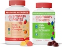 SmartyBants Kids Multivitamine + Vezel & Veggie Bundel: Omega 3 Visolie, Prebiotic Fiber, Glutenvrij, Drie Fruit & gemengde Berry Smaken, Multi & Omega's (120 Tellen) + Vezel & Veggies (60 Tellen)
