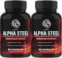 (2 Pack) AlphaSteel - Official Alpha Steel Capsules Advanced Formula with All Natural Ingredients, AlphaSteel Maximum Strength Pills for Wellness & Overall Health Support, 120 Capsules for 2 Months