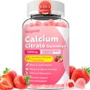 Sugar Free Calcium Citrate Gummies Calcium Supplements for Women & Men | High Absorption Calcium With Vitamin D3, Magnesium & Zinc For Muscle, Bone & Immune Support, Strawberry Flavor