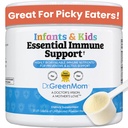 Dr. Green Mom Essential Immune Support for Kids — Powder Multivitamin with Probiotic, Zinc, Vitamin C, D3 & Quercetin — Sugar-Free, Mixes into Drinks — Kids, Toddlers & Infants — 90 servings — Non-GMO