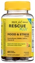RESCUE Bach Plus Mood & Stress Support Gummies, Daytime Dietary Supplement met Passiebloem, GABA, Saffraan & Vitamine D, Natuurlijke Oranje Smaak, Vegan & Glutenvrij, 60 Tel.