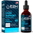 Leverreiniging Detox & Repair - Herbal Lever Ondersteuning Melkdistel Supplement - Silymarin Milk Thistle Supplementen met Dandelion Root, Chanca Piedra, Turmeric Root & Artichoke Extract - 2 Fl Oz door E2H