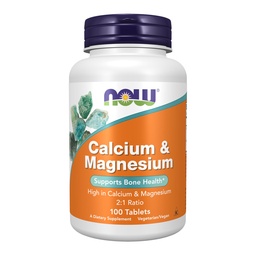 NOW Foods Supplements, Calcium & Magnesium 2:1 Ratio, High Potency, Supports Bone Health*, 100 Tablets
