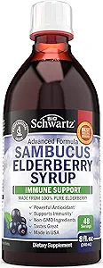 Vlierbessen Siroop voor kinderen en volwassenen - Natuurlijke Immune Ondersteuning met Zink en Vitamine C Plus 10x Geconcentreerde Sambucus Vlierbessen - Blueberry Pancake Flavor - Glutenvrije, niet-GMO Multimineralen - 8oz