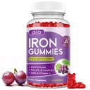 Iron Gummies with Multivitamin, Iron Supplement for Women & Men with Zinc, Vitamin B Complex & C, B12, Folate - Blood Builder & Energy Support for Adults & Kids - Grape Flavor, Vegan 60 Gummies