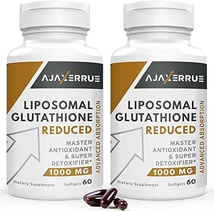 1400 mg liposomaal glutathion, superior Absorptiecomplex Verminderd Glutathionsupplement met vitamine C, hyaluronzuur, hoofdantioxidant voor leverdetox, hersenen, huid