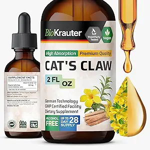 BIO KRAUTER Kattenklauw Tinctuur - Vegan Cat's Claw Supplement - Immune Support - Alcohol & Sugar Free Extract - Vegan Drops 2 Fl.Oz.