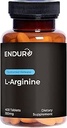 Endur L-Arginine, gezonde bloedstroom en hartfunctiesupplement, ondersteunt oefening prestaties en immuungezondheid, Glutenvrij, 350 mg (400 tabletten)