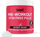 BOD Pre Workout Pills with Natural Green Tea, Electrolytes, L-Theanine, Beet Root, Supports Energy, Endurance, Workout Performance with No Jitters or Crash, Vegan Pre Workout for Women & Men, 120Pills