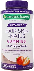 Nature's Bounty Hair, Skin & Nails Rapid Gummies, Argan-Infused Vitamine Supplement met Biotine, Ondersteunt haar, huid, en Nail Health voor vrouwen, 230 Tellen