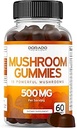 Mushroom Gummies 10 in 1 Blend (60 Gummies with Lions Mane, Cordyceps, Reishi & meer functionele paddo's) Focus & Brain Gummy Mushroom Supplement - Vegan Safe & Third Party Tested - USA Made