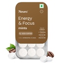 Neuro Energy & Focus Mints - Iced Coffee | Quick Energy Boost & Enhanced Focus | Natural Caffeine + 60 mg L-Theanine + Vitamin B6 & B12 | No Added Sugar | Aspartame Free | 60 Mints