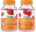 Lifeable Men's Probiotic 10 Billion + Calcium Magnesium, Gummies Bundle - Great Tasting, Vitamin Supplement, Gluten Free, GMO Free, Chewable Gummy