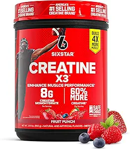 Six Star Creatine Monohydrate Powder, X3 (ICY Snow Cone) - Flavored Creatine HCl Powder Monohydrate Supplement for Muscle Building & Performance - Post Workout Supplement for Men & Women - 30 Servings