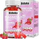 900mg Magnesium Complex 65 Raspberry Gummies, Suikervrij Magnesium Glycinate & L-Threonate Kaliumsupplement met vitamine D, B6, CoQ10 voor ontspanning
