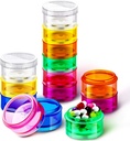 Sieral 7 dagen Stapelbare pil Organisators 7 afdelingen ronde pil dozen toren wekelijks vitamine individuele opslag containers Travel cases met deksels voor medicijnen, vitamines en supplementen(2 sets)