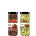 BOKF Pumpkin Seeds + Flax Seeds Combo Pack | Natural & Raw Superfoods | Rich in Omega-3, Protein & Fiber | Healthy Snacking & Weight Management Seeds